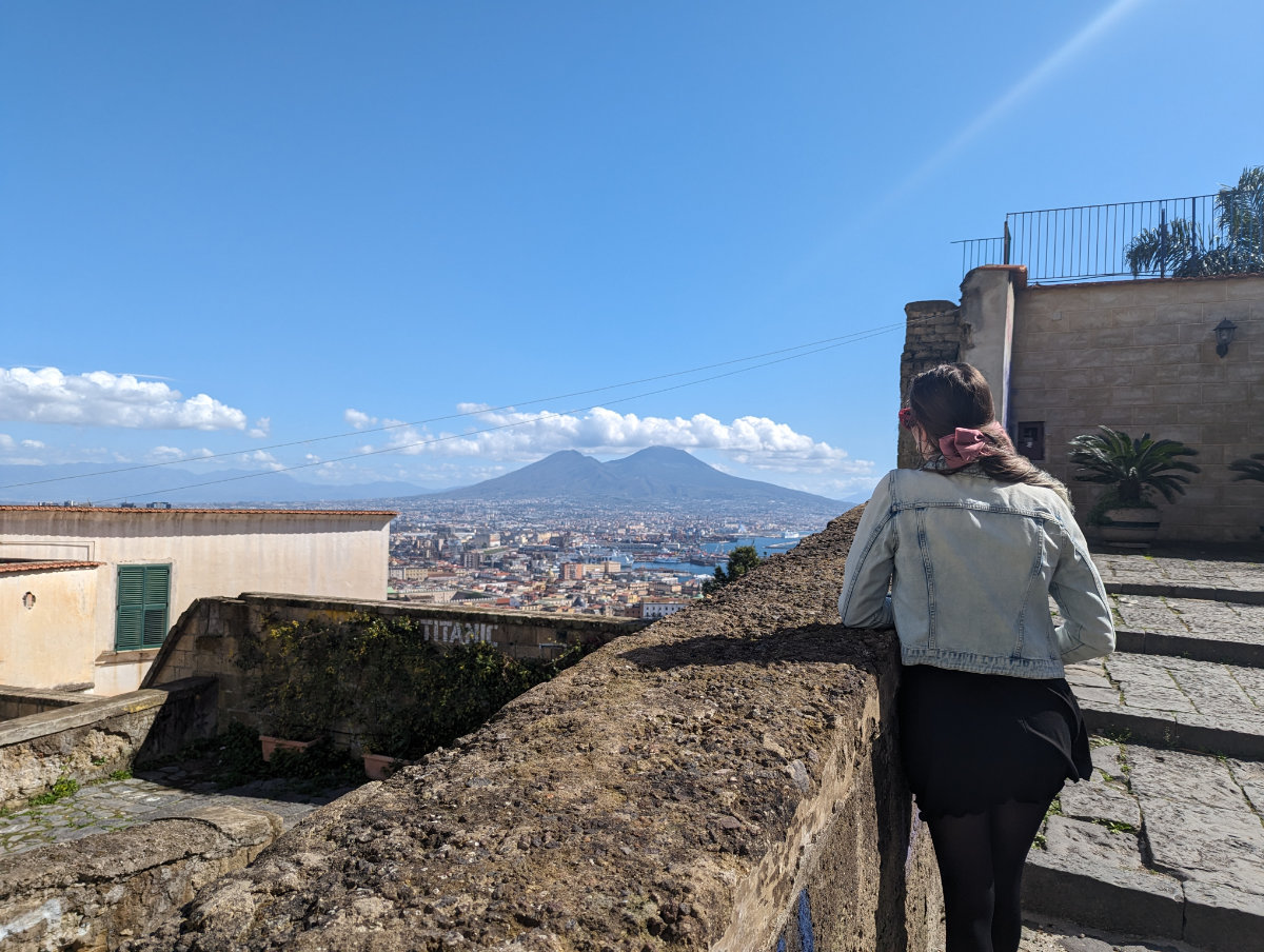 Climbing to the castle on the winding stairs