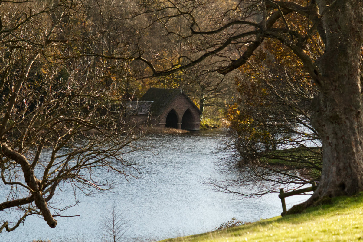 The little boathouse on the pool