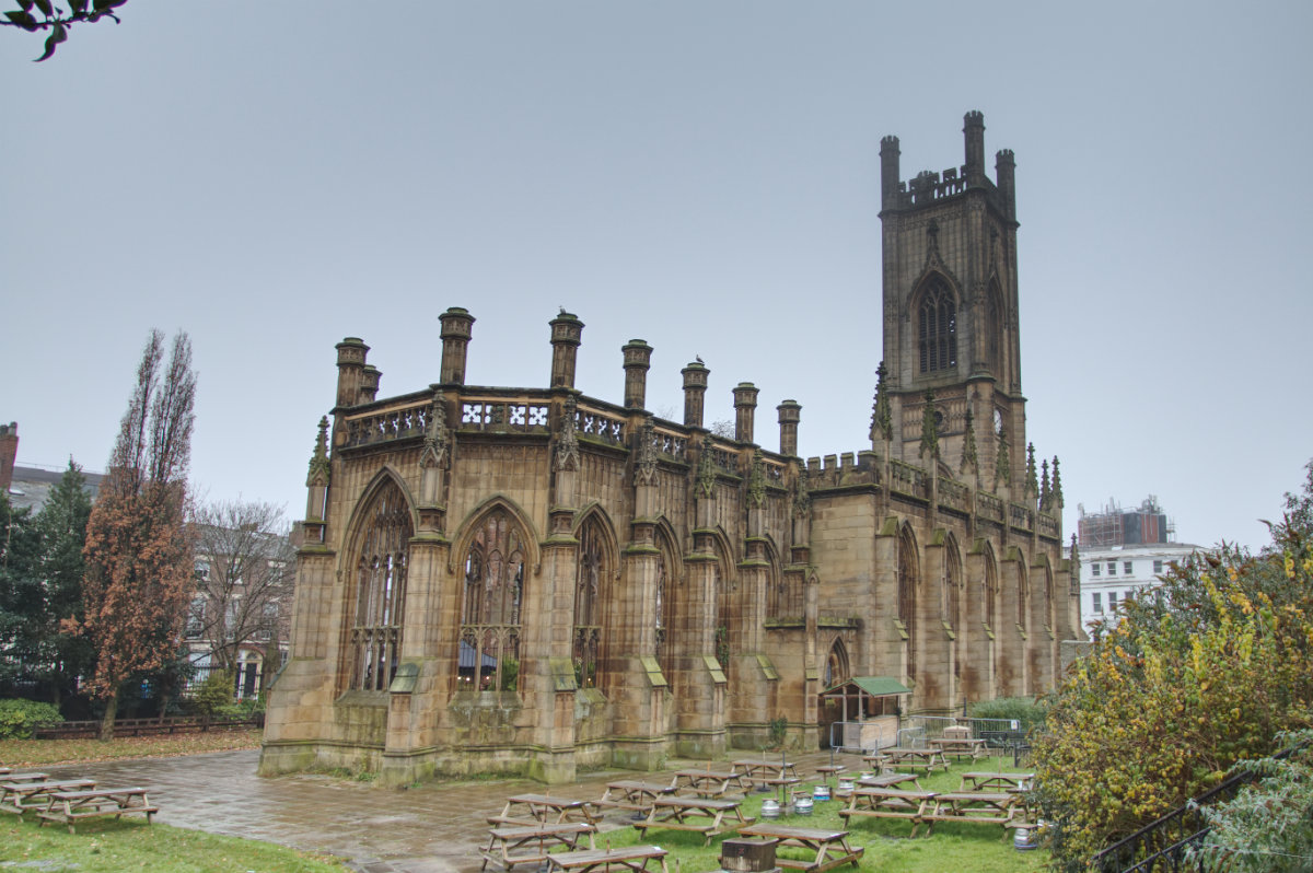 The bombed-out church from the rear