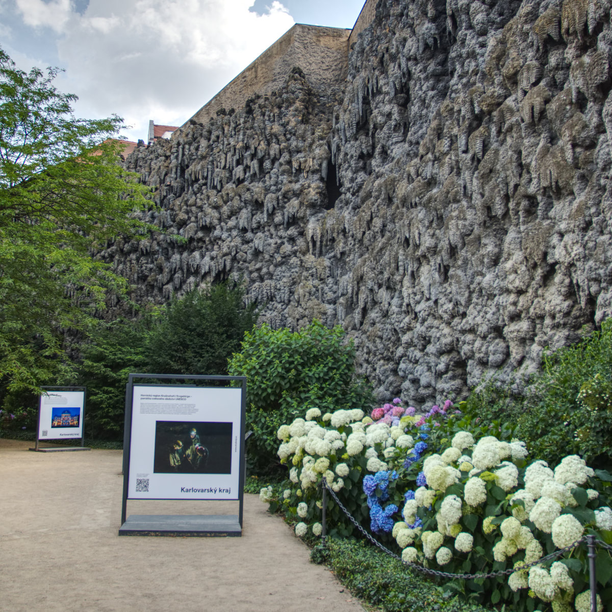 The dripstone wall in the grotto