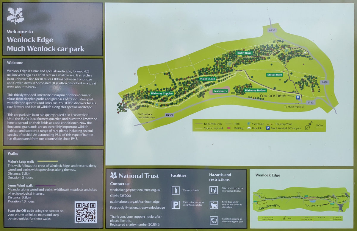 National Trust car park sign at Wenlock Edge