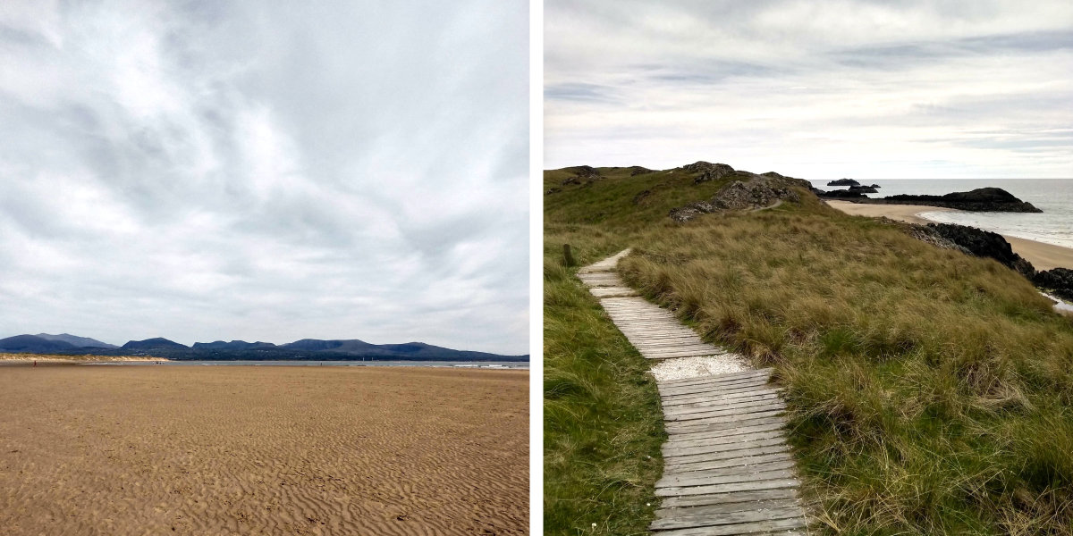 Golden beach walk and the wooden walk on the island